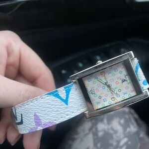 Louis Vuitton Murakami Colorful Patterned Square Watch